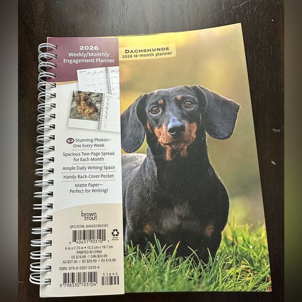 Dachshunds 2026 Planner - Black and Brown Cover